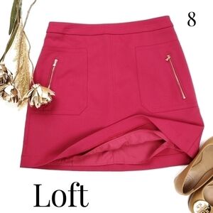New Loft Pink Gold Zippered Pockets Skirts Sz  8